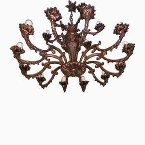 Lustre en Bronze avec 18 Lampes, 1920s