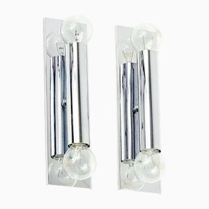 Mid-Century Modern Sputnik Chrome Wall Lamps from Doria, 1970s, Set of 2