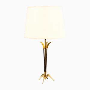 Vintage French Table Lamp in Gilded Brass and Metal from Maison Arlus, 1950s