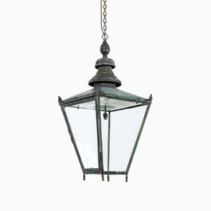 Grande Lanterne Victorienne en Cuivre Vert-de-Gris, 1880s