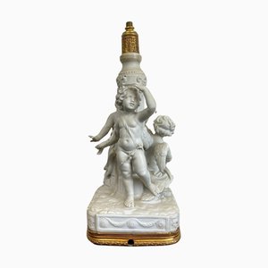 Late 19th Century Empire Lamp Base with Putti in Biscuit and Gilt Bronze, 1890s