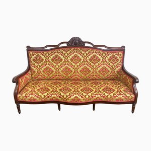 19th Century Louis-Philippe 3-Seater Sofa in Carved Mahogany