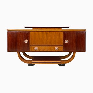 Aparador italiano Art Déco con compartimento de bar de madera, años 20
