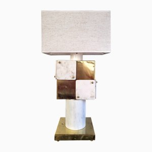 Lampe en Marbre et Laiton, Italie, 1970s