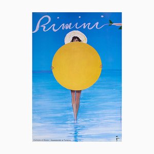 Poster litografia offset vintage di Rimini originale di René Gruau, 2000