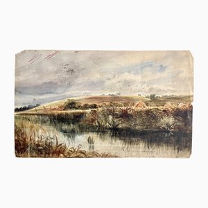 David Bates, Aquarell, Landschaft, 19. Jh., Doppelseitig