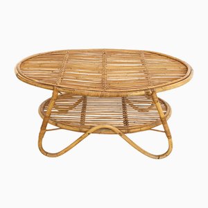 Table Basse Ovale en Osier par Tito Agnoli, 1950s