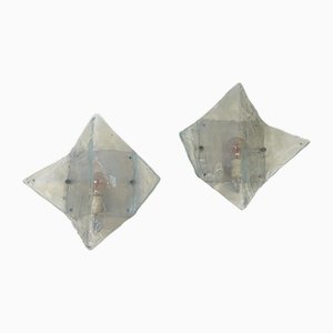 Apliques de cristal de Murano opalescente de Mazzega, años 70. Juego de 2