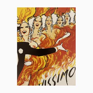 Original Vintage Lido Bravissimo Offset Lithograph Poster by René Gruau, 1980s