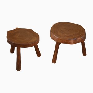 Set of Brutalist Stools in Elm, 1950s