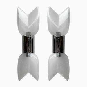 Italian Metal Sconces in Murano Glass by Aldo Nason for Mazzega, 1970s, Set of 2