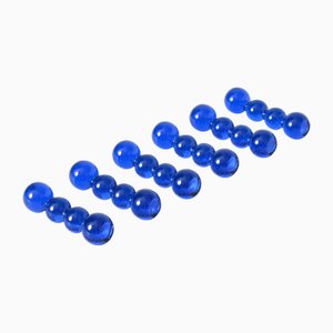 Blue Glass Bubbles Knife Rests by Teleri Ann Jones for Saint Louis, 1990s, Set of 6