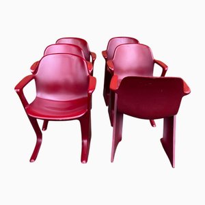 Vintage Dark Red Kangaroo Chairs by Ernst Moeckl, Germany, 1968, Set of 6