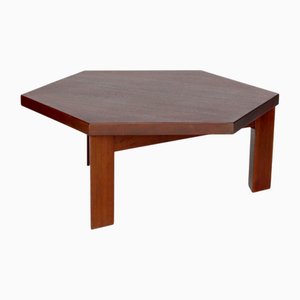 Mesa de centro hexagonal de teca de Wim Den Boon, años 60