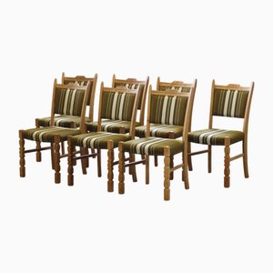 Brualistische nordische Esszimmerstühle aus Eiche im Stil von Henning Kjærnulf, 1960er, 7 . Set