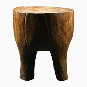 Brauner Lobi Holzhocker