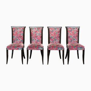 Art Deco Italian Walnut Chairs, 1930s, Set of 4