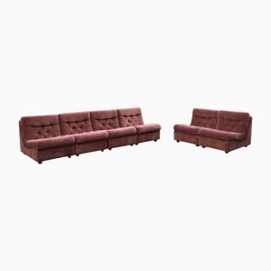 Vintage Modular Redbrown Sofa from Dreipunkt, 1970s, Set of 6
