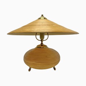 Bamboo Pencil Reed Rattan Table Lamp, 1960s