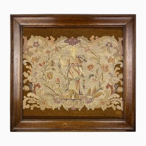 19th Century Victorian Framed Woolwork Needlepoint Tapestry Gobelin