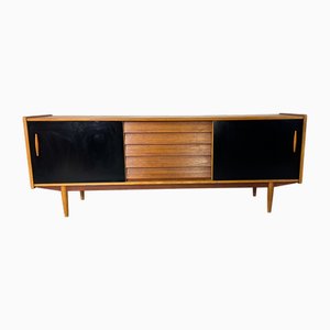 Mid-Century Scandinavian Teak Sideboard with Sliding Doors by Nils Jonsson for Hugo Troeds, 1960s