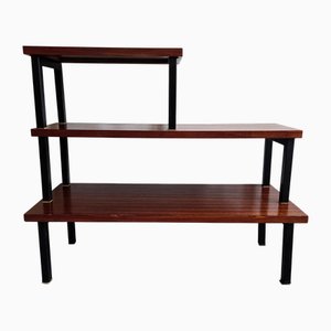 Vintage French Floor Shelf in Teak & Steel, 1960s