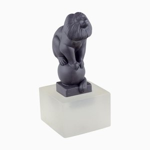 Figura de mono en Bisquit con base de vidrio de Pia Langelund para Royal Copenhagen
