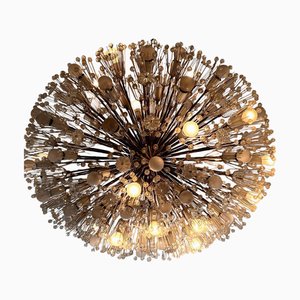 Lampadario ovale a forma di fiore in vetro e ottone attribuito a Emil Stejnar per Rupert Nikoll, Austria, anni '50