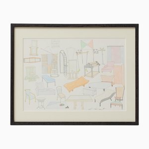 Carlos Riart, Möbeldesign, Papier, Gerahmt