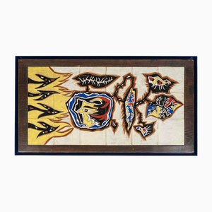 Framed Ceramic Tile Work attributed to Jean Lurçat, 1950s