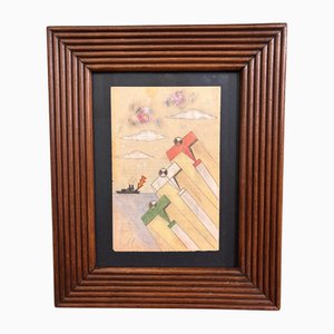 Michele Falanga, 1930s, Mixed Technique Aerial Painting