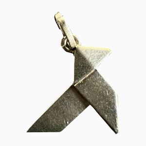 Colgante de pájaro de origami francés de oro blanco de 18 kt, años 30