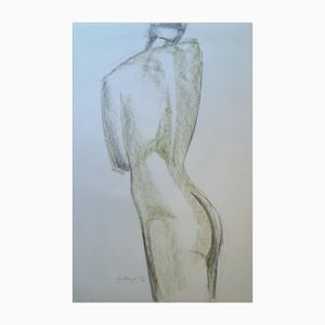 Georges (géo) De Vlamynck, Nu de Femme, Charcoal Ink Chalk on Wet Paper