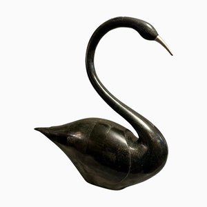 Großer Schwan aus schwarzem Marmor von Maitland Smith, 1980er