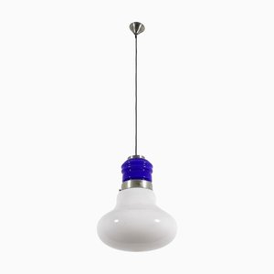 Mid-Century Space Age Aluminium and Glass Pendant Lamp in the style of Ingo Maurer, Italy, 1970s