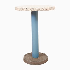 Fluted Cast Aluminum and Tubular Steel Table with Marble Top for Bieffeplast, 1960s-1970s