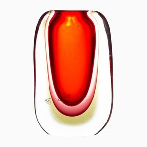 Moderne rote dekorative Vase von Yourmurano