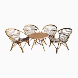 Rattan Living Room Set, 1960s, Set of 5