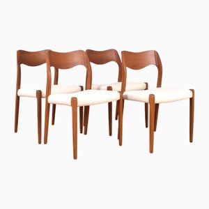 Model 71 Chairs in Teak by Niels Otto (N. O.) Møller for J.L. Møllers, 1950s, Set of 4