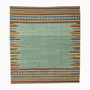 Tapis Kilim Traditionnel en Laine Tissée à la Main en Couleurs Fraîches