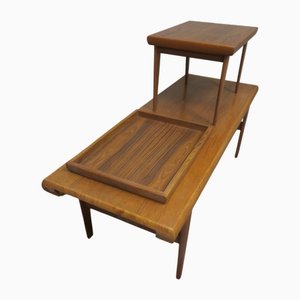 Mesas de centro y bandeja de teca de Johannes Andersen para Trioh, Denmark, años 60. Juego de 3
