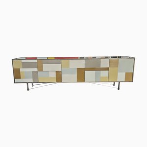 Credenza in vetro e ottone, anni '80
