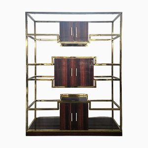 Brass and Wood Bookcase, 1980s
