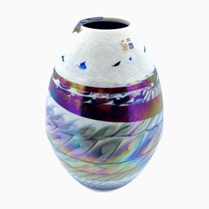 Oval Vase with Mother of Pearl Effect in Murano Glass by Yourmurano