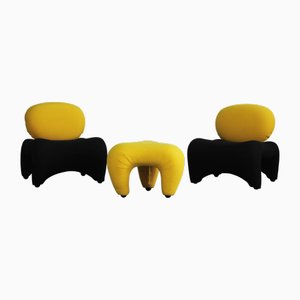 Living Room Set by Anna & Carlo Bartoli for Rossi Di Albizzate, 1980s, Set of 3