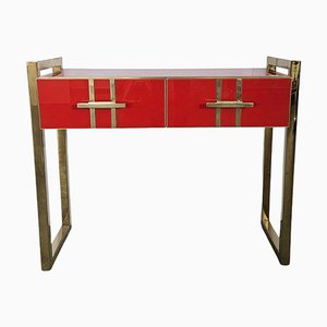 Glass Console with Two Drawers, 1980s