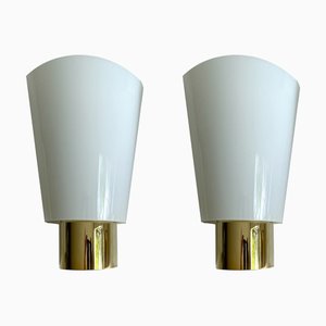 Vintage Glas Wandleuchten von Limburg, 2er Set