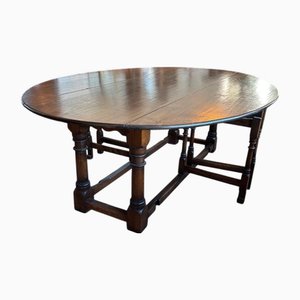 Mesa de comedor inglesa grande oval, años 80