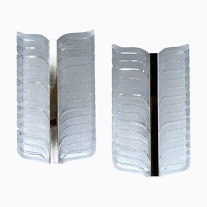 Vintage Leaf Design Glas Wandleuchten von Hustadt, 2er Set