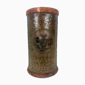 Embossed Leather Waste Paper Basket from Georg Hulbe, 1900s